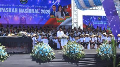 PASKAH NASIONAL 2026 DI MANADO MELEDAK DALAM LAUTAN IMAN, RIBUAN JEMAAT PADATI POHON KASIH MEGAMAS